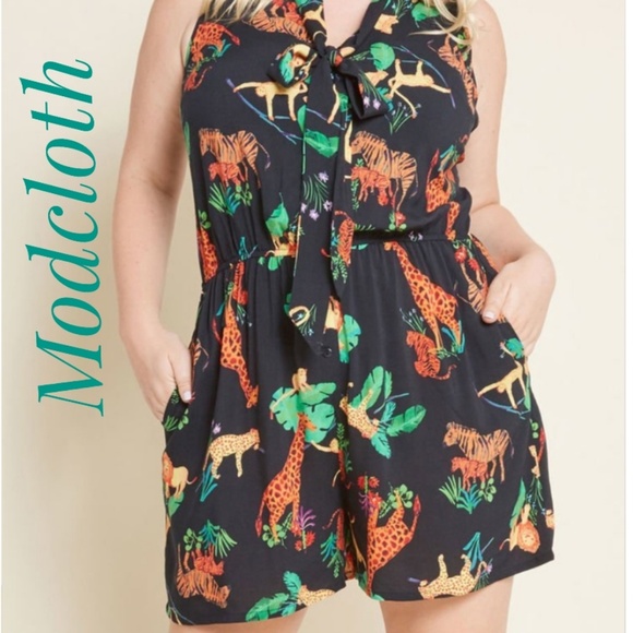 Modcloth Pants - NWT Modcloth jungle animal print Romper